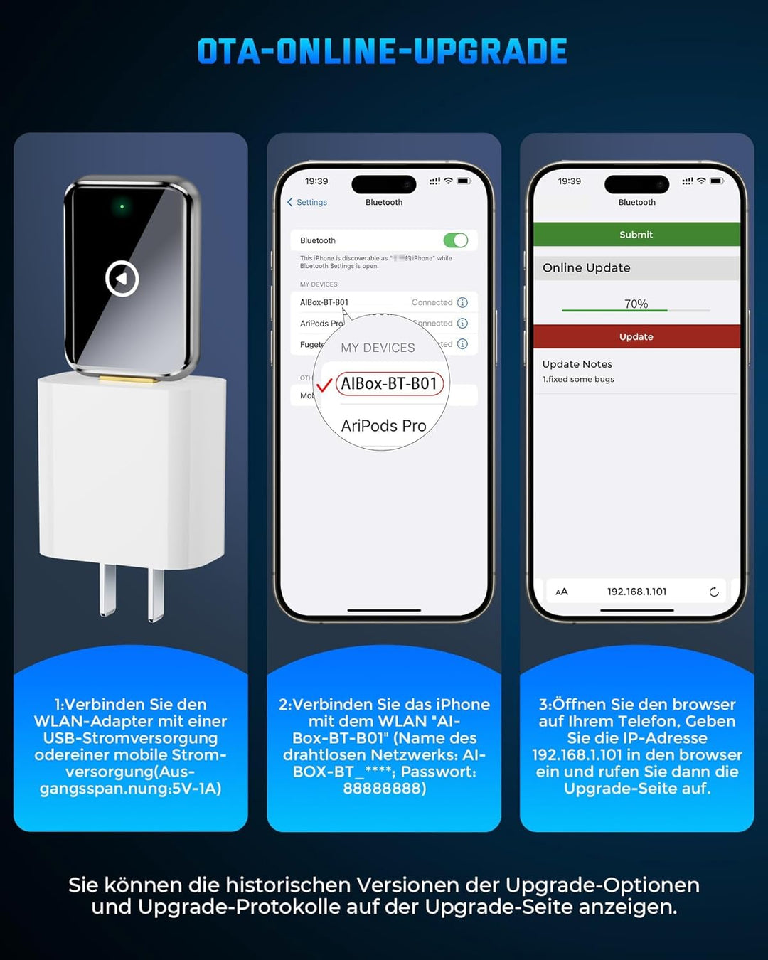 2025 Wireless Carplay Adapter für iPhone - Konvertiert kabelgebundenen zu kabellosen Carplay Adapter