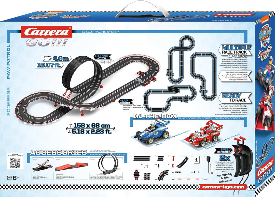 Carrera GO!!! PAW Patrol - Ready Race Rescue Set |2 Slotcars inkl. 2 Handregler mit Turbo-Knopf | In
