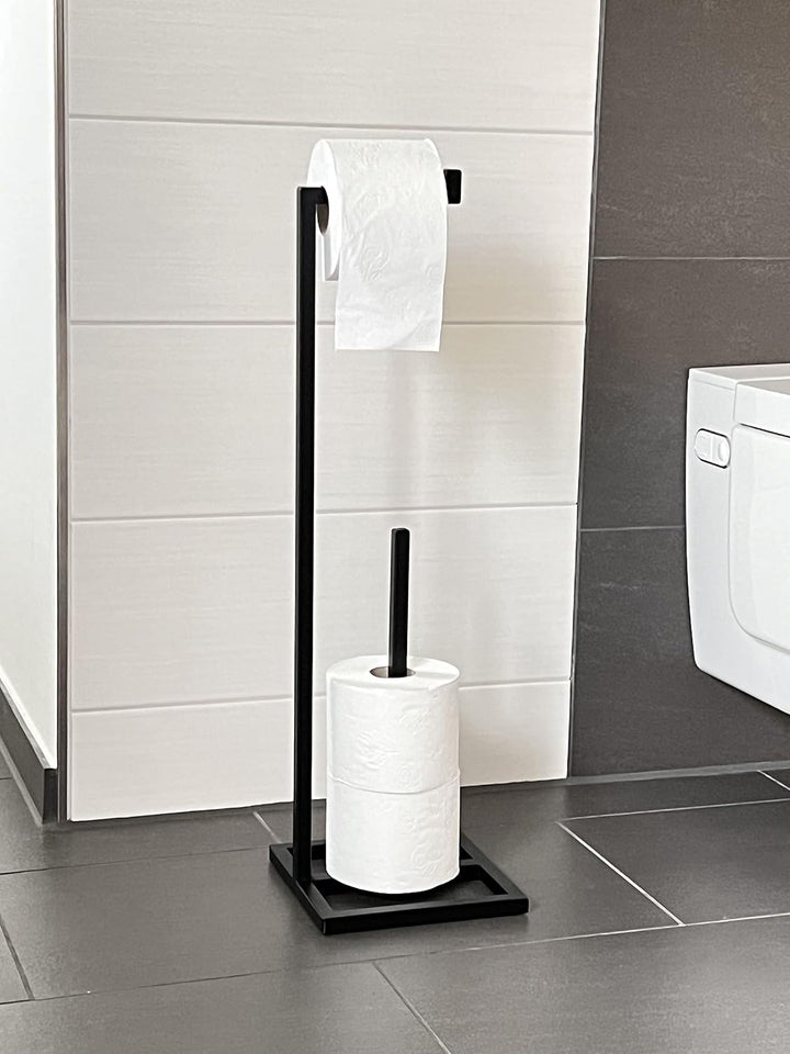 DanDiBo Toilettenpapierhalter Stehend Schwarz Metall 96459 Gäste WC Ständer Klopapierhalter Ersatzro