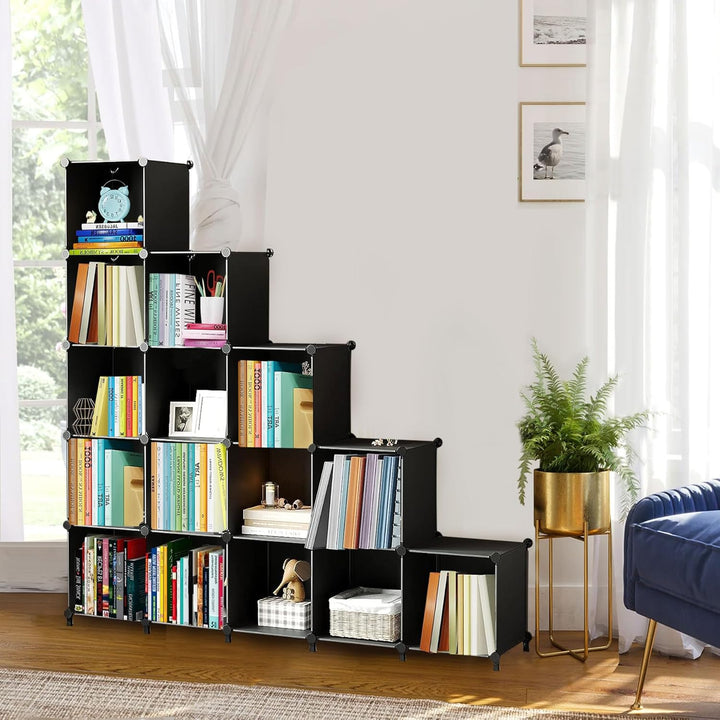 AWTATOS Kleiderschrank mit 16 Würfeln, Storage Shelves, DIY Regal Würfel, PP Steckregal Kunststoff,