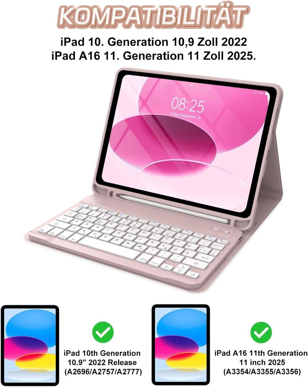 Tastatur Hülle für iPad 10 Generation/A16 11 Generation - 7-Farben Beleuchtung Keyboard Cover mit St