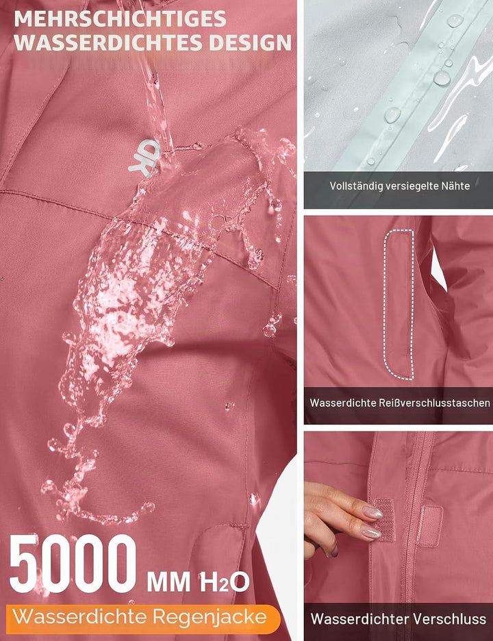 Little Donkey Andy Damen wasserdichte Regenjacke Leichte atmungsaktivem Regenjacke für Outdoor-Windb