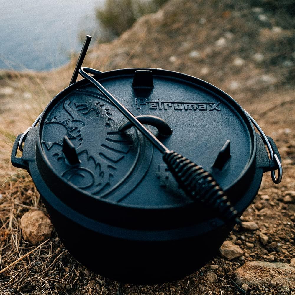 Petromax Feuertopf (Dutch Oven) Set´s (FT6, mit Standfüssen) | Original Gusseisen | mit Deckelheber