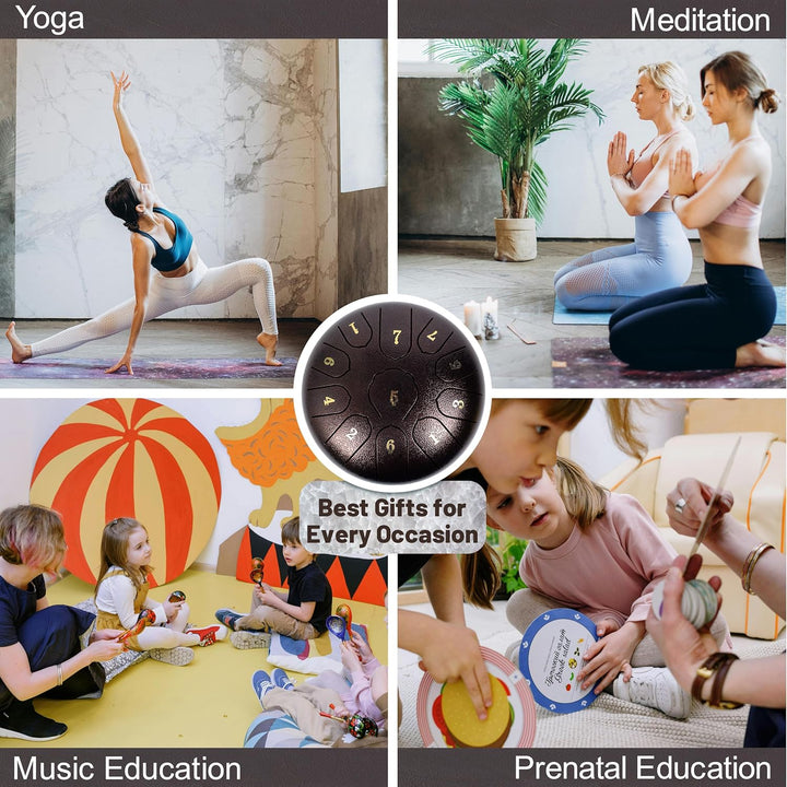 Regentrommel für Draussen Stahlzungentrommel Instrument für Yoga und Meditation - 6 Zoll 11 Töne C-D