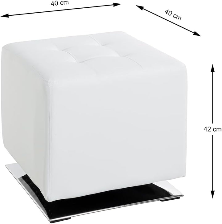 HAKU Möbel Hocker, Kunstleder, chrom-weiss, B 40 x T 40 x H 42 cm Chrom-weiss 40 x 40 x 42, Chrom-we