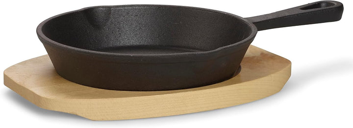 ECHTWERK Servierpfannen Set aus Gusseisen, Mini Pfännchen mit Servierbrett, Kleine Grillpfanne, Bere