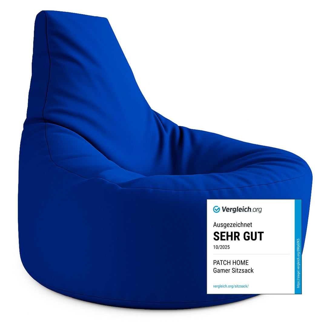 PATCH HOME Gamer Kissen & Lounge Sitzsack – befüllbar mit Reissverschluss, gefüllt mit Styropor, gee