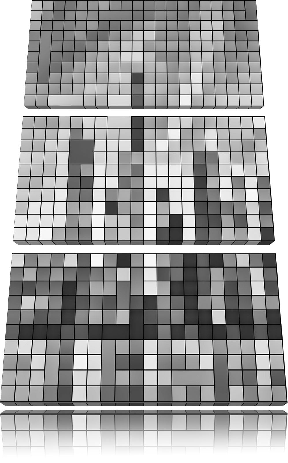 Monocrome, New York Pixel Skyline 3-Teiler Leinwandbild 120x80 Bild auf Leinwand