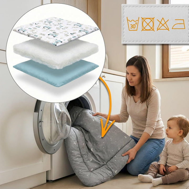Krabbelmatte Baby 100 x 100 cm gepolstert – Krabbeldecke Spieldecke waschbar bei 30 Grad für Kinderz