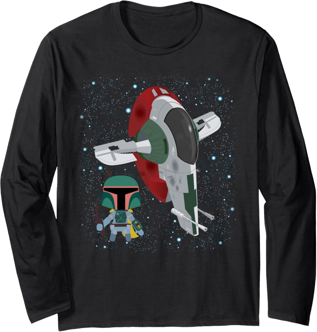 Star Wars Boba Fett Floating In Space Poster Langarmshirt
