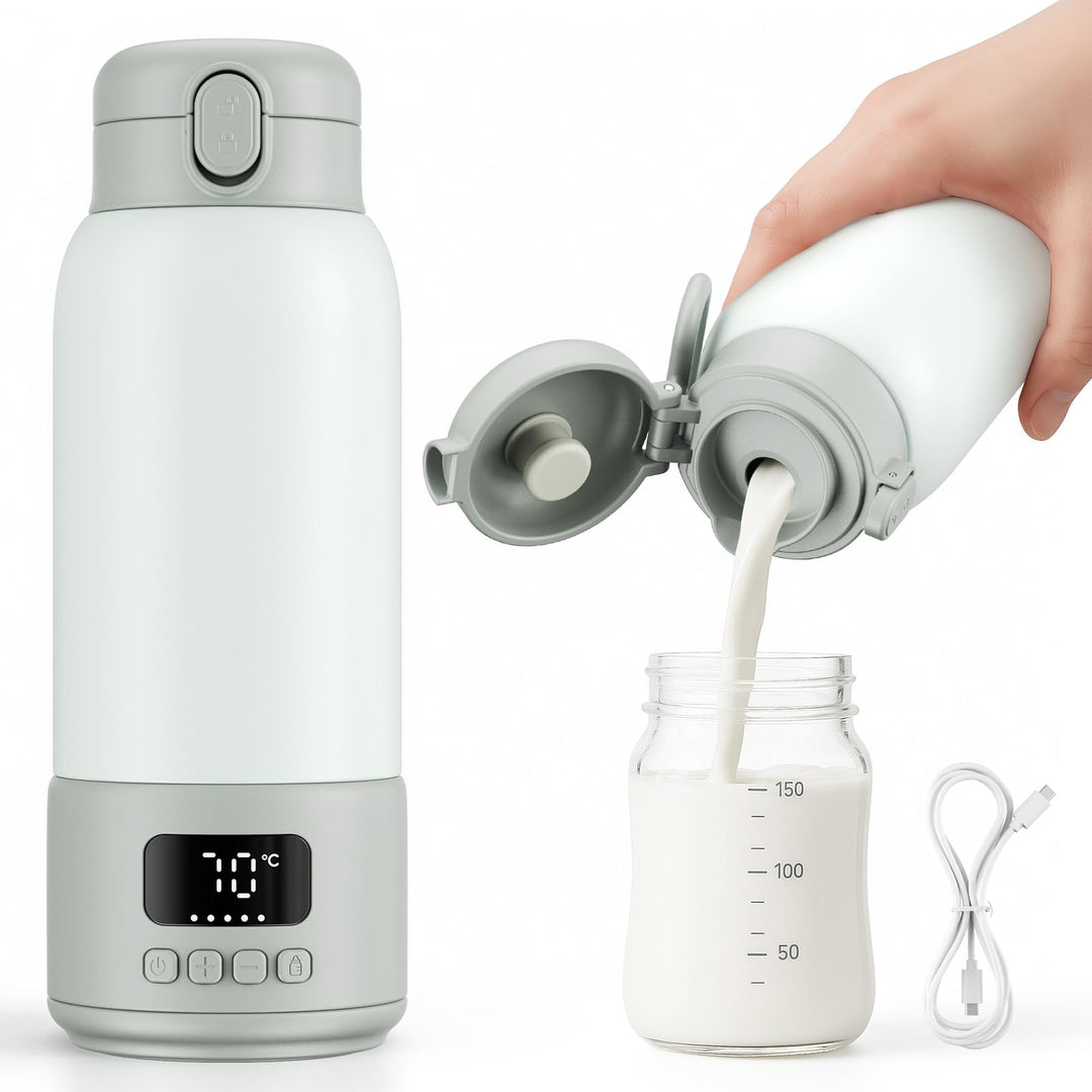 Tragbarer Flaschenwärmer 100W – Vakuum Edelstahl Isolierung, 80 Sek Schnellaufheizung, 500ml, 16000m