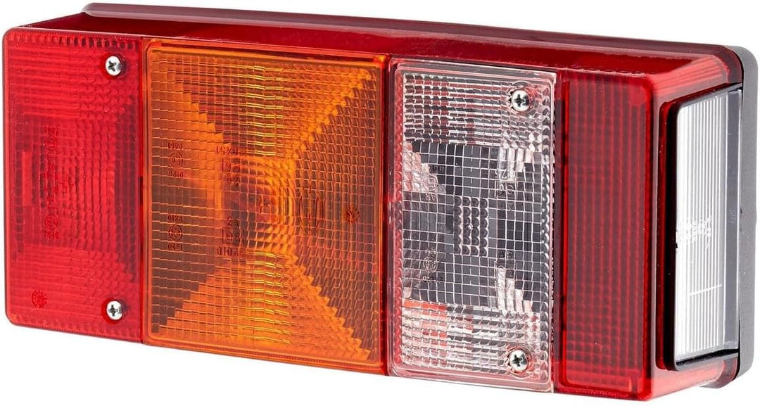 HELLA - Heckleuchte - Glühlampe - 12V - Anbau - Lichtscheibenfarbe: rot/gelb - Stecker: Flachstecker