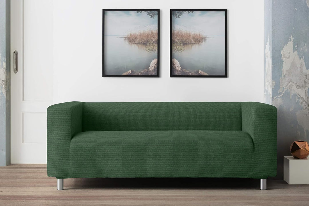 Sofabezug Modell Klippan Hohe Armlehnen Sofa Soft Stretch Stoff New York - Farbe 06 Grün, Farbe 06 G