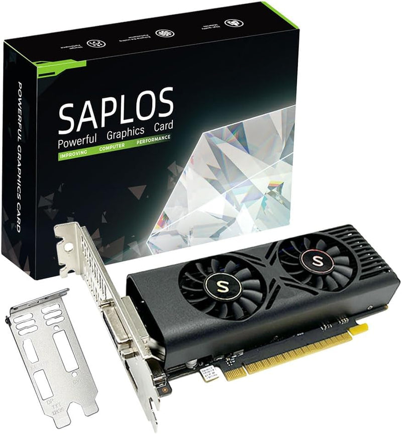 SAPLOS GTX 1050 Grafikkarte für PC, 4GB GDDR5 128-Bit, HDMI DisplayPort DVI-D, Computer-GPU, Gaming