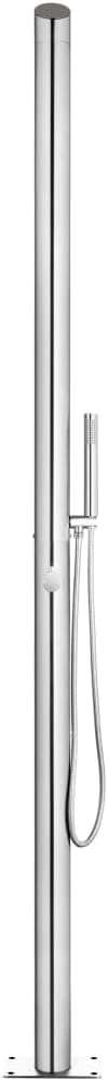 Gartendusche mit Brauner Bodenplatte Edelstahl 225cm Garten-Dusch Set Aussendusche Campingdusche Poo