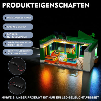 Led Licht Set Kompatibel mit Lego 60347 City Supermarkt Spielzeug-Shop (Nur Beleuchtungsset, Baustei