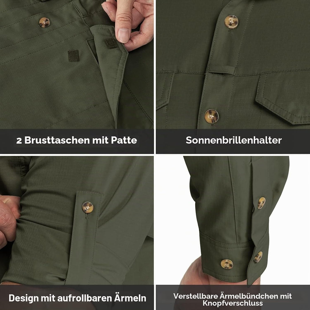 Outdoor Ventures Hemd Herren Freizeithemd Langarm Outdoor Shirt Atmungsaktive Schnell Trocknende Fun