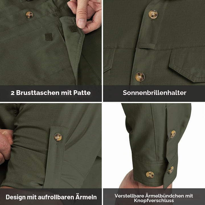 Outdoor Ventures Hemd Herren Freizeithemd Langarm Outdoor Shirt Atmungsaktive Schnell Trocknende Fun