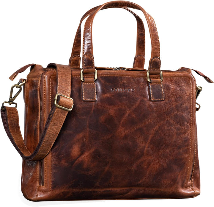 STILORD 'Claire' Businesstasche Damen Leder 15 Zoll Laptoptasche DIN A4 Aktentasche Umhängetasche un