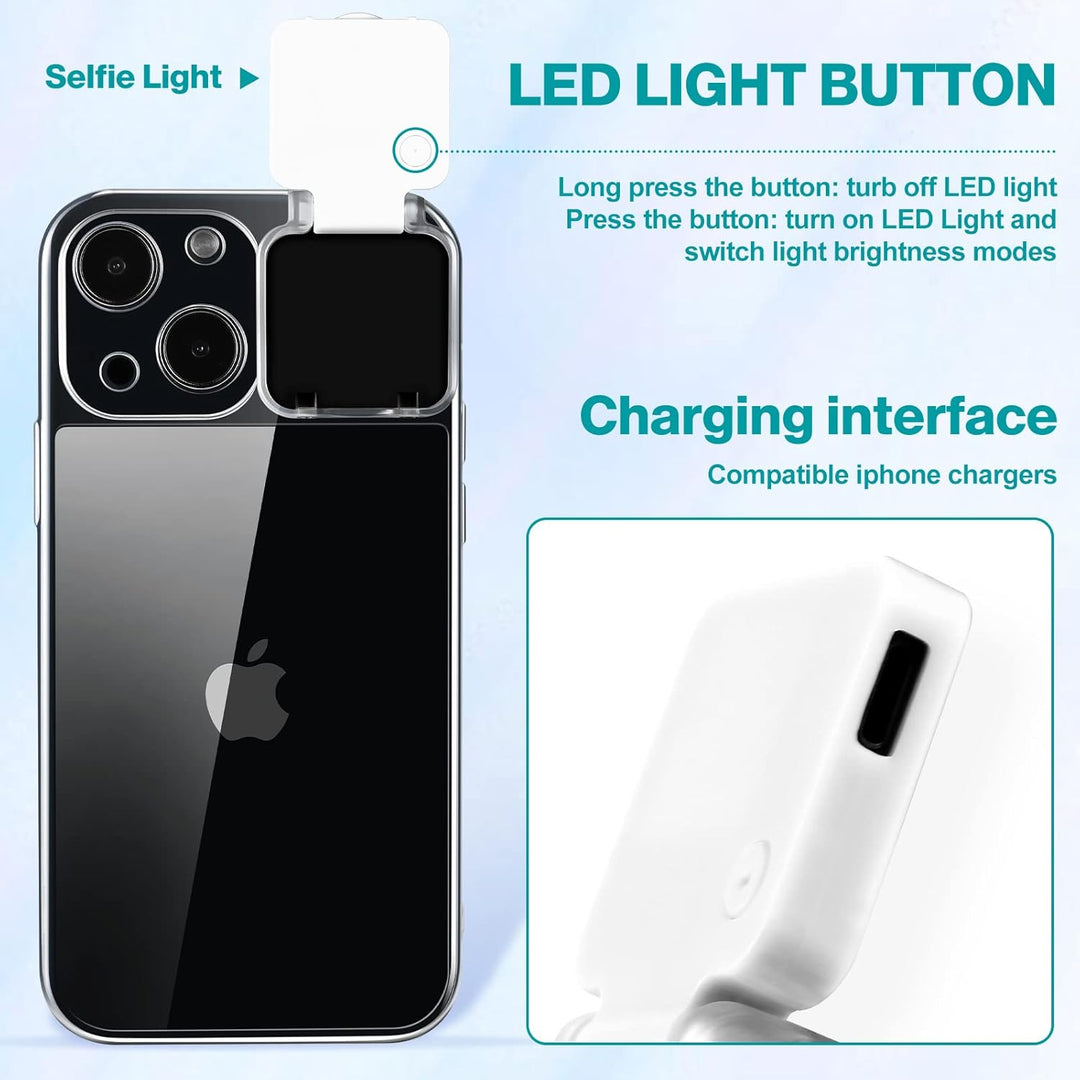 Selfie-Licht für iPhone 14 Plus, beleuchtete Blitzbeleuchtung, Selfie-Hülle, wiederaufladbar, LED, k