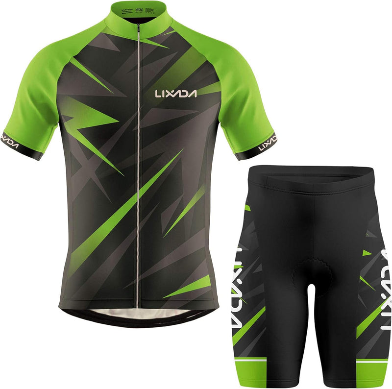 Lixada Kurzarm Radtrikot Herren Atmungsaktives Sommer Kurzarm-Bike-Shirt und Radhose gepolsterte Sho