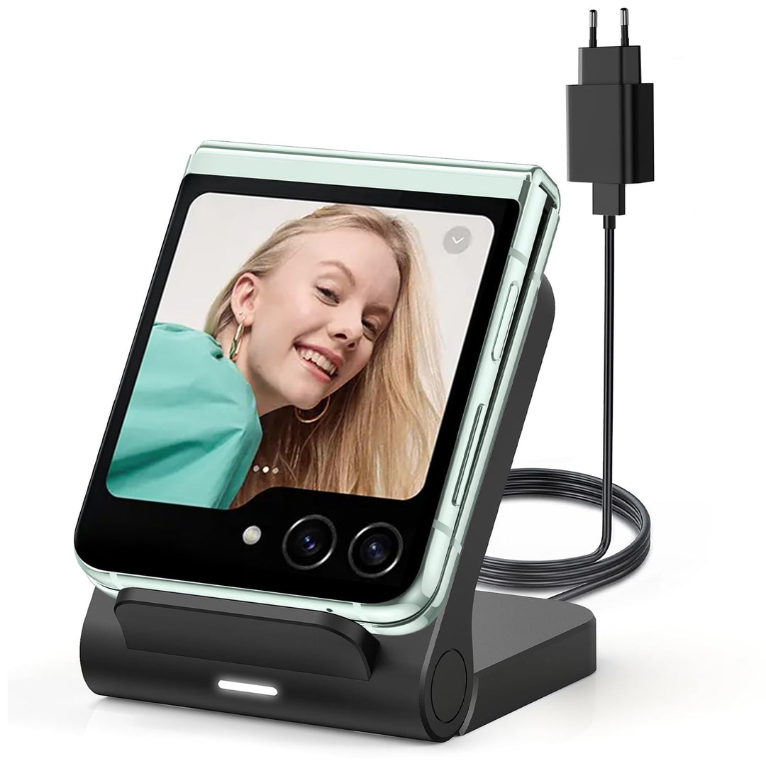 Geyo Induktive Ladestation für Samsung Galaxy Z Flip, 15W Fast Kabelloses Ladegerät für Samsung Gala