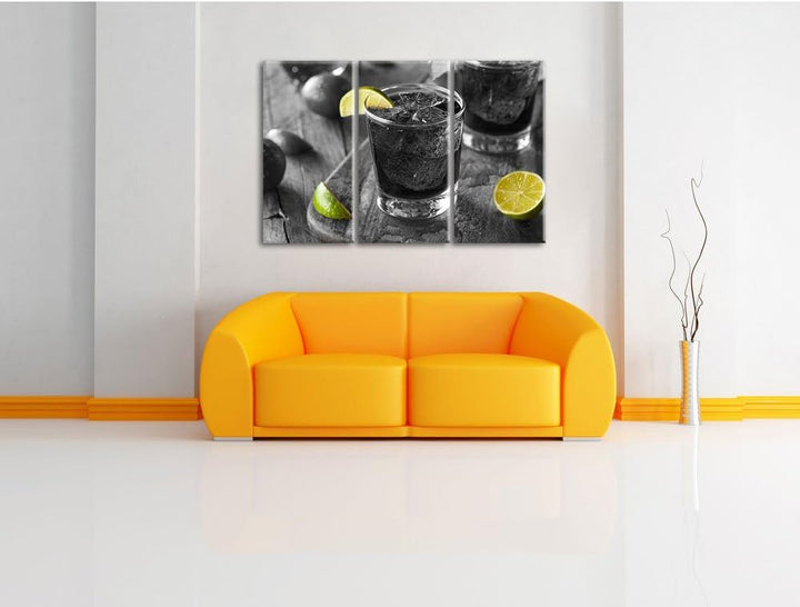 Pixxprint Erfrischender Cuba Libre als Leinwandbild/Grösse: 3 Teilig (120x80 cm) cm/Wandbild/Kunstdr