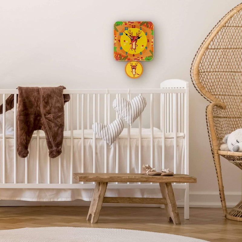 Dida - Wand- Pendeluhr Hirsche, Analoge Uhr Zum Aufhängen Für Das Kinderzimmer, Dekoration EIN Paar