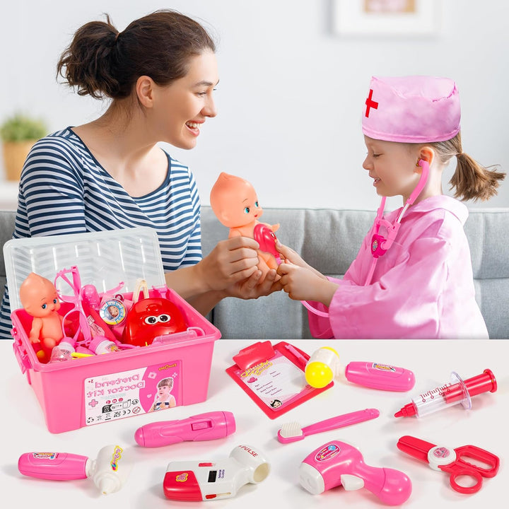 Fivejoy Arztkoffer Kinder Ab 3 Jahre, Doktorspiele Rollenspiel Spielzeug Set, Zahnarzt Doktorkoffer