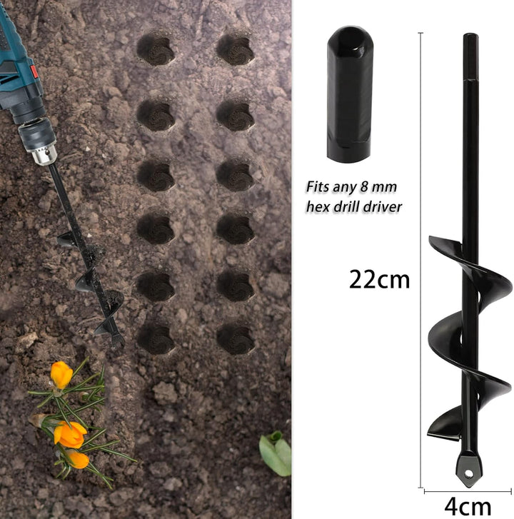 SYITCUN Garten Schnecken 2er Pack 8x30cm&4x22cm Spiralbohrer,Erdlochbohrer,Erdbohrer für bohrmaschin