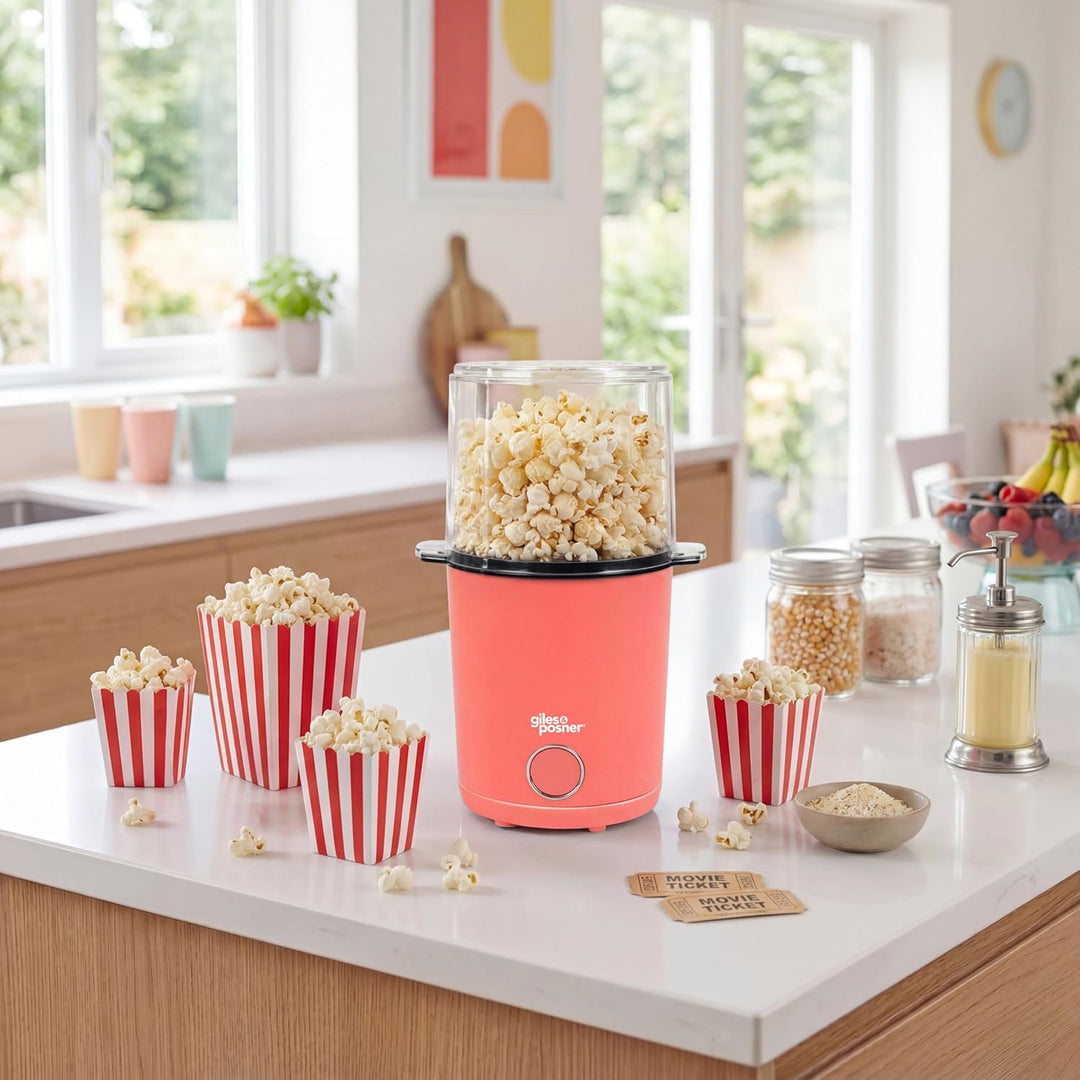 Giles & Posner Funfair Popcorn Maker – Elektrischer Popcornbereiter, 2-in-1-Deckel & Servierschale,