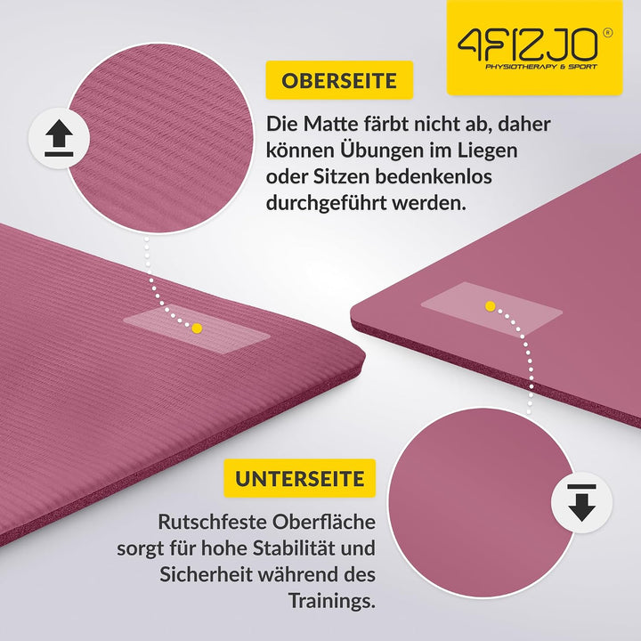 Fitnessmatte mit Tragegurt, Abm. 180x60 cm, NBR-Schaumstoff, Rutschfest, Komfort, In &amp; Outdor, Pilat