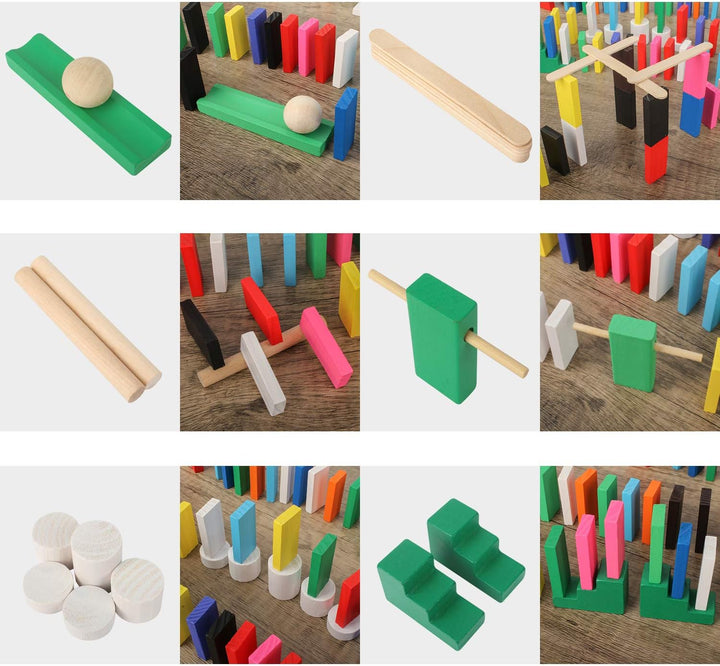 Calmado - Domino Spiel 450 teilig Dominosteine aus Holz, Spielzeug ab 3 Jahre - Bausätze für Kinder