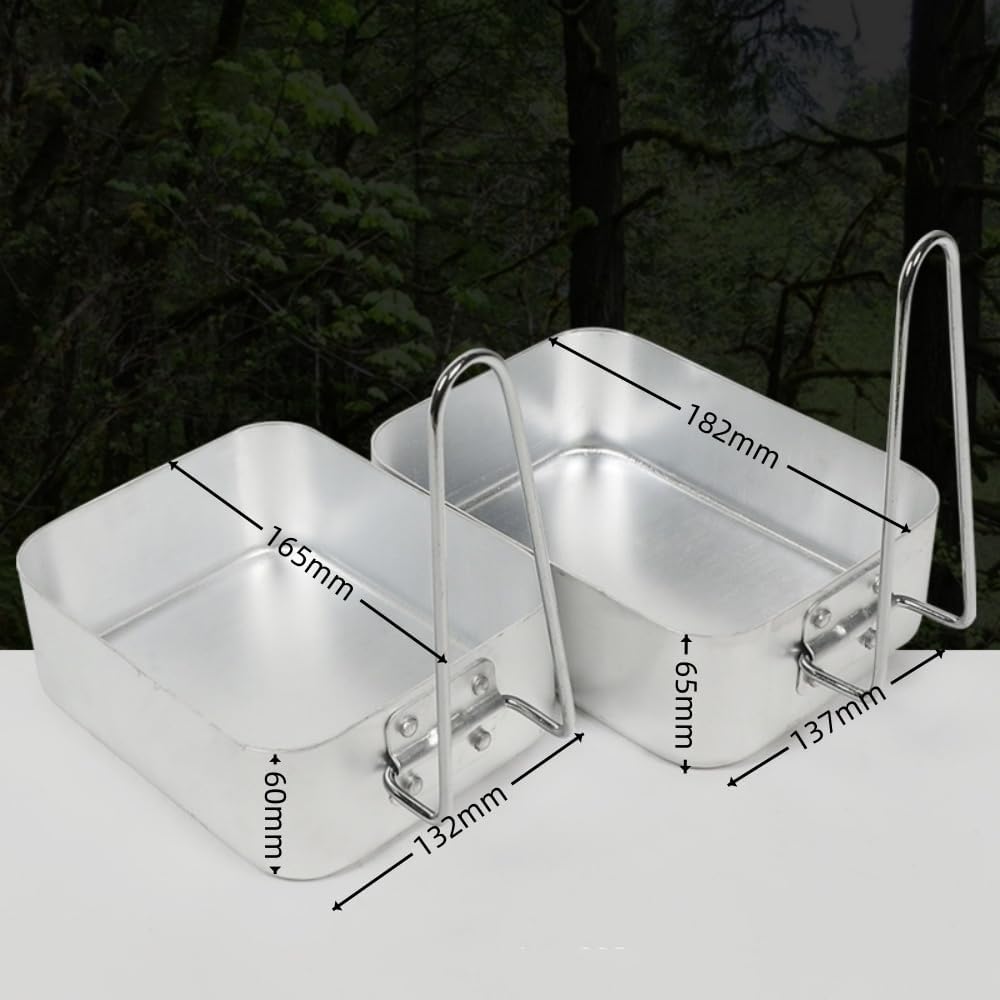 Set mit 2 stapelbaren Aluminiumdosen für Camping und Kochen, leichtes Aluminium-Messdosen-Set, ideal