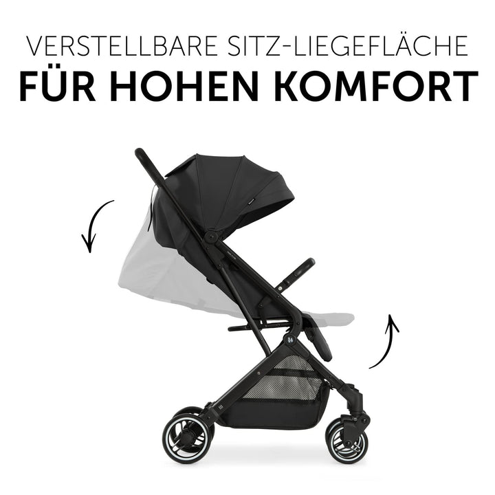 hauck Travel N Care, Schwarz - Reise Buggy für Kinder ab Geburt bis 22 kg - mit Liegefunktion - Leic