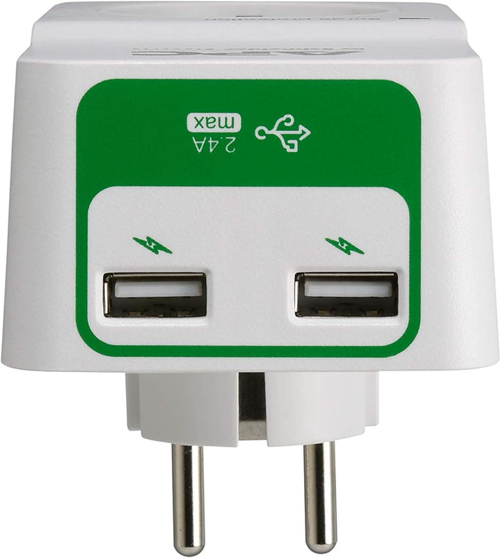 APC-Surge Protector - PM1WU2-GR - Steckdosenadapter mit Überspannungsschutz (1 Stecker Schuko, 2 USB
