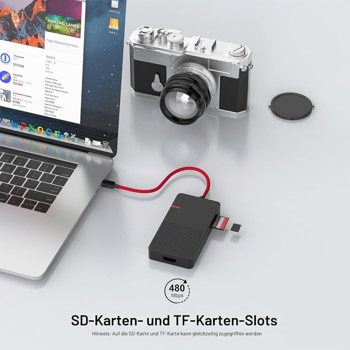 USB C Hub Multiport Adapter, 7 in 1 USB C Laptop Docking Station mit 4K HDMI, 3 Ports USB 3.0, TF/SD
