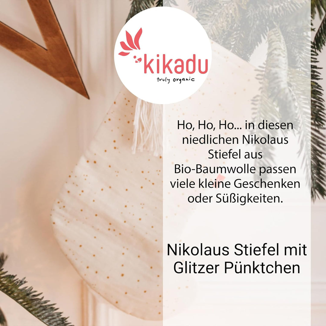 kikadu Nikolausstiefel Sparkling - Aus 100% GOTS zertifierter Bio-Baumwolle, mit Glitzerpünktchen, z