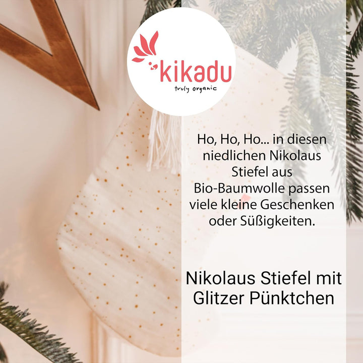 kikadu Nikolausstiefel Sparkling - Aus 100% GOTS zertifierter Bio-Baumwolle, mit Glitzerpünktchen, z