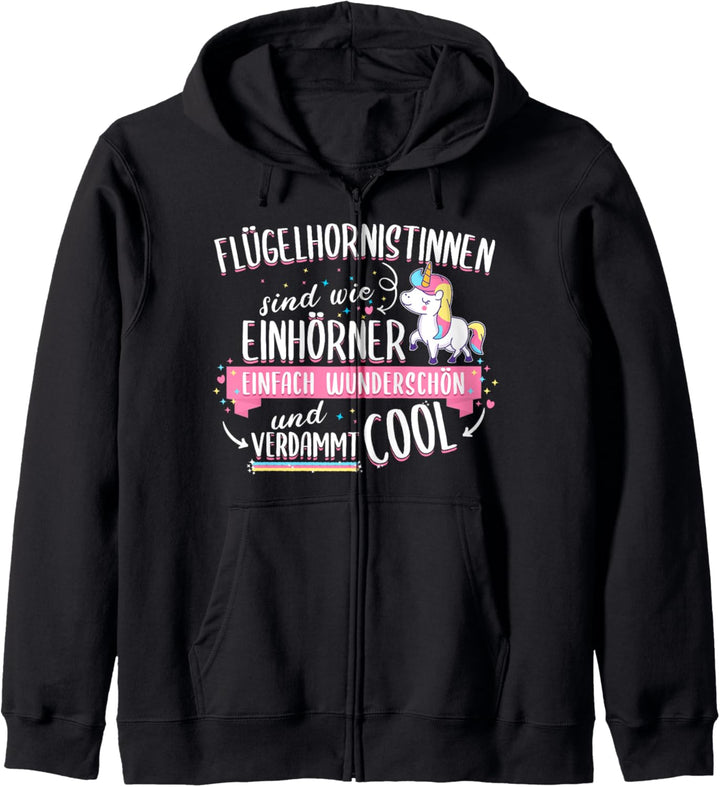 Flügelhorn Einhorn Musik Spruch Geschenkidee Kapuzenjacke