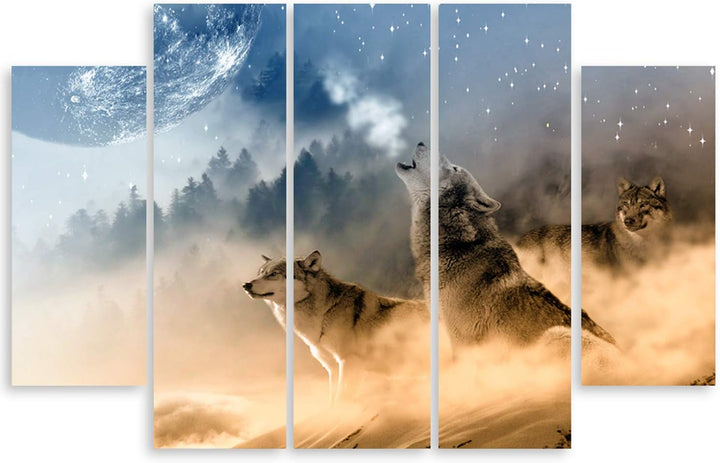 Feeby. Leinwandbild - 5 Teile - Bilder Wand Bild Wandbilder Kunstdruck XXL, 5-Teilig, Typ B, 100x70