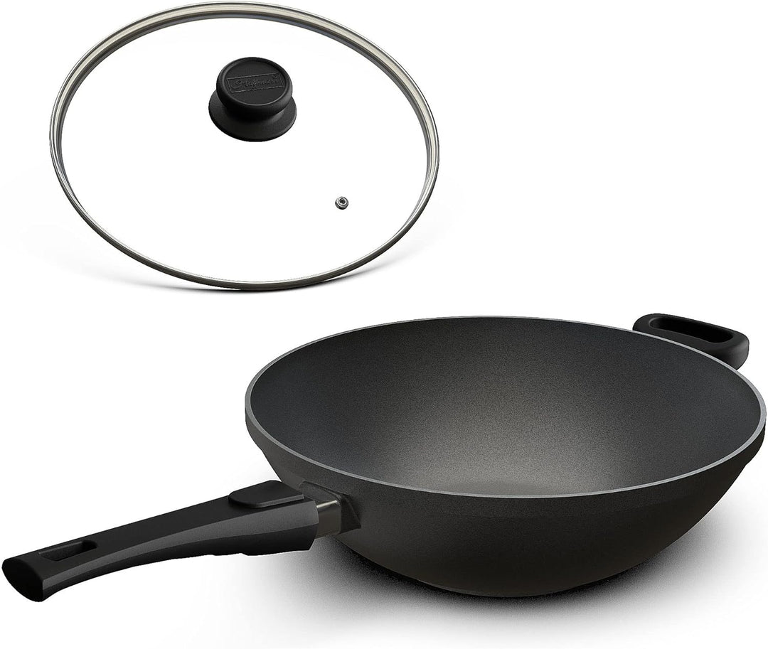 Hoffmann Wokpfanne gross für Induktion 32 cm I Made in Germany I Backofengeeignet bis 240 Grad I Wok