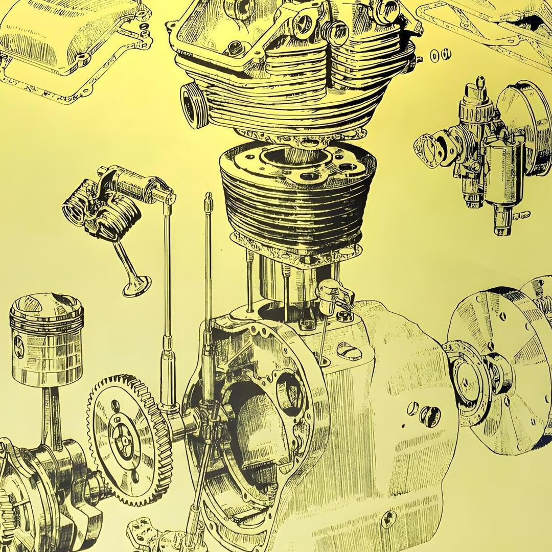 Explosionsdarstellung Farbposter (72x50cm) Motor 425 - Einzylinder Viertakt 250ccm mit 12 PS - passe