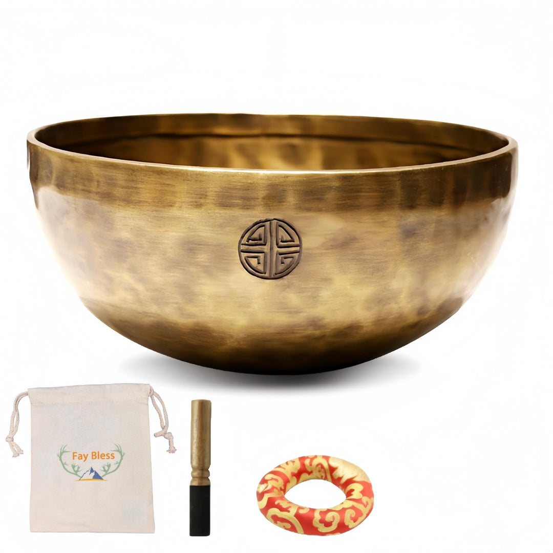 Fay Bless Handgefertigtes tibetisches Klangschalen-Set – Nepalesische Meditations-Klangschale für Yo