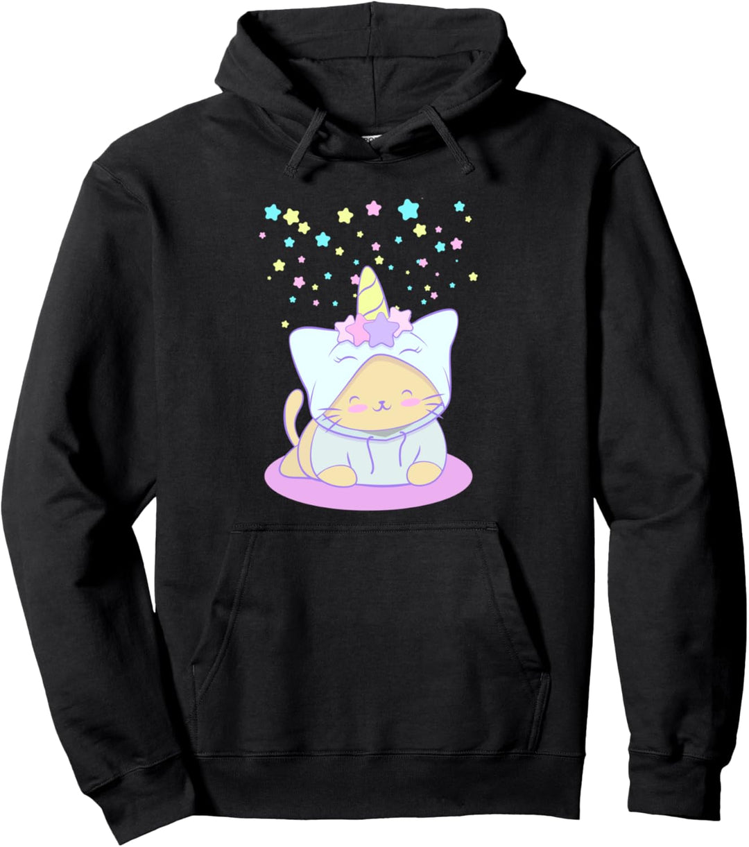 Pastellsterne Einhorn Katze - Yume Kawaii Caticorn Pullover Hoodie