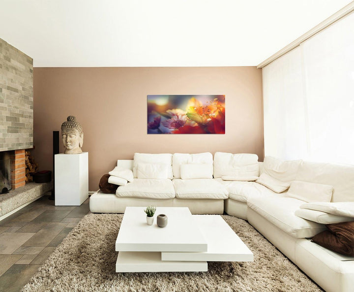 Paul Sinus Art 120x80cm - WANDBILD Blumen Abstrakter Hintergrund - Leinwandbild auf Keilrahmen moder