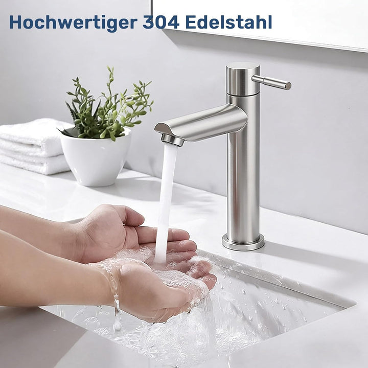 BONADE Kaltwasserhahn Gäste WC, Wasserhahn Kaltwasser für Wasserhahn Bad, Edelstahl Kaltwasserhahn m