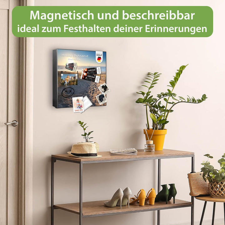 banjado Grosser Schlüsselkasten Glas - Schlüsselbox 30x30cm mit 50 Haken - Schlüsselkasten modern fü