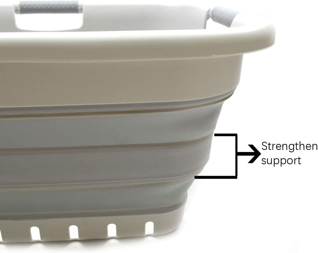 SAMMART 41L Collapsible 3 Handled Plastic Laundry Basket - Foldable Pop Up Storage Container/Organiz