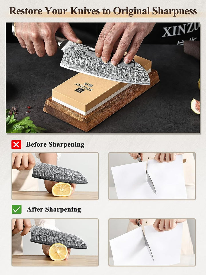 XINZUO 3000/8000-Körnung Wetzstein, Schleifstein Beidseitig Profi Whetstone Set, Messerschärfer 2-in